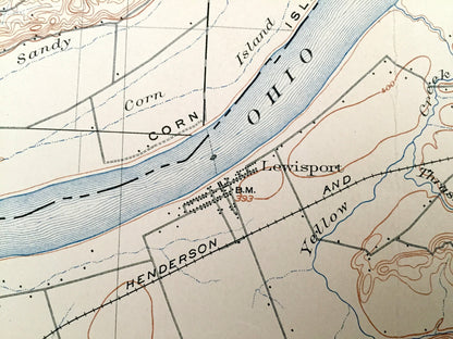 Antique Tell City, Indiana 1903 US Geological Survey Topographic Map – Perry County, Troy, Huff, Knottsville, Scythia Lewisport Grandview IN