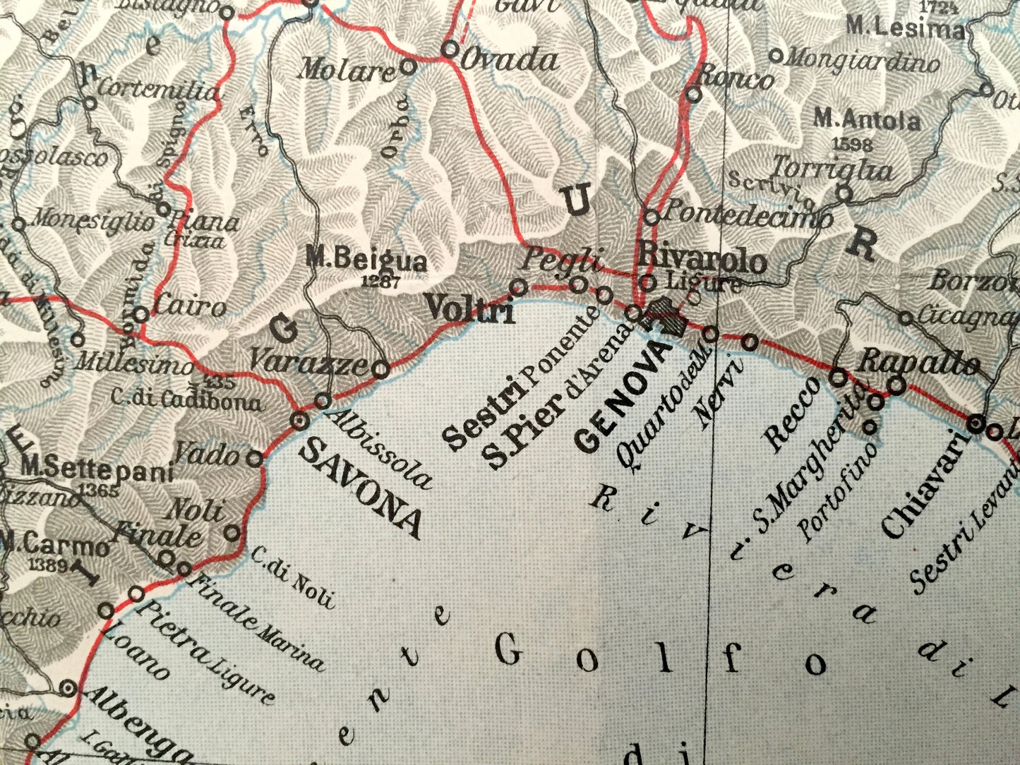 Antique 1937 Northern Italy Map from Muirhead's Blue Guides & Baedekers – Tuscany, Florence, Venice, Pisa, Milan, Bologna, Milan, Turin