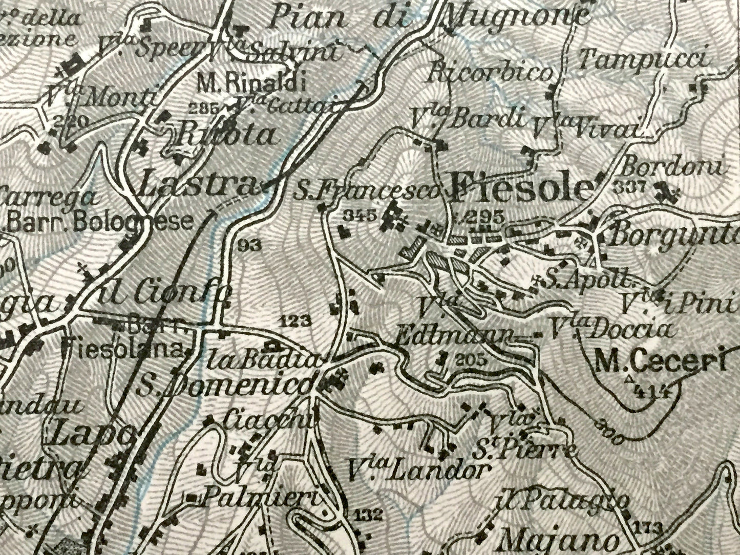 Antique 1937 Florence, Italy Map from Muirhead's Blue Guides & Baedekers – Firenze, Tuscany, Arno, Ponte Vecchio, Uffizi, Fiesole, Sesto