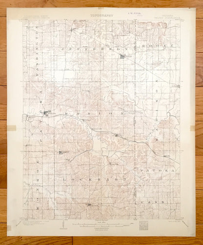 Antique Velpen, Indiana 1903 US Geological Survey Topographic Map – Pike and Dubois County, Pikeville, Augusta, Otwell, Winslow, Ireland, IN
