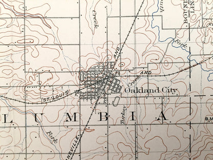 Antique Petersburg, Indiana 1903 US Geological Survey Topographic Map – Pike, Gibson and Knox County, Oakland City, Francisco, Glezen, IN