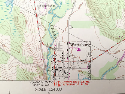 Antique Wattsburg, Pennsylvania 1960 US Geological Survey Topographic Map – Greenfield, Lowville, Erie County, Chautauqua County, New York,