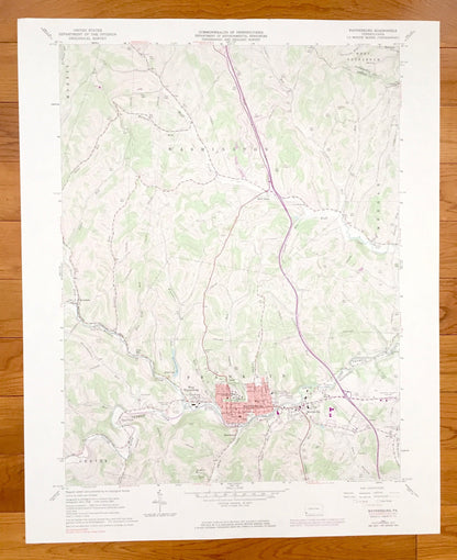 Antique Waynesburg, Pennsylvania 1961 US Geological Survey Topographic Map – Greene County, Washington County, Washington, Franklin, Center