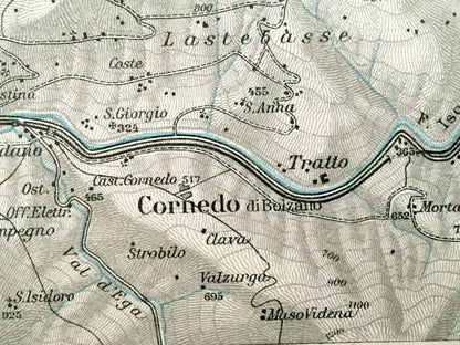 Antique 1937 Bolzano, Italy Map from Muirhead's Blue Guides & Baedekers – South Tyrol, Gries, Dodieiville, Cornedo, Vanga, Bozen, Quirino
