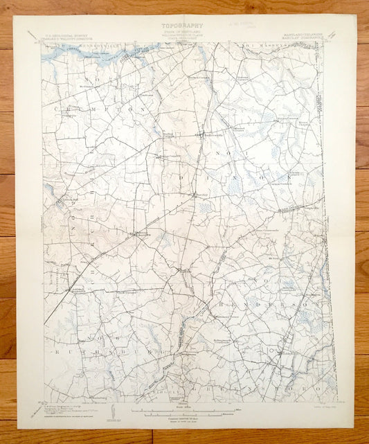 Antique Barclay, Maryland 1905 US Geological Survey Topographic Map – Caroline, Queen Anne County, Dixon, Crumpton, Henderson Church Hill MD
