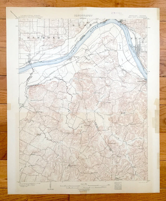 Antique Tell City, Indiana 1903 US Geological Survey Topographic Map – Perry County, Troy, Huff, Knottsville, Scythia Lewisport Grandview IN
