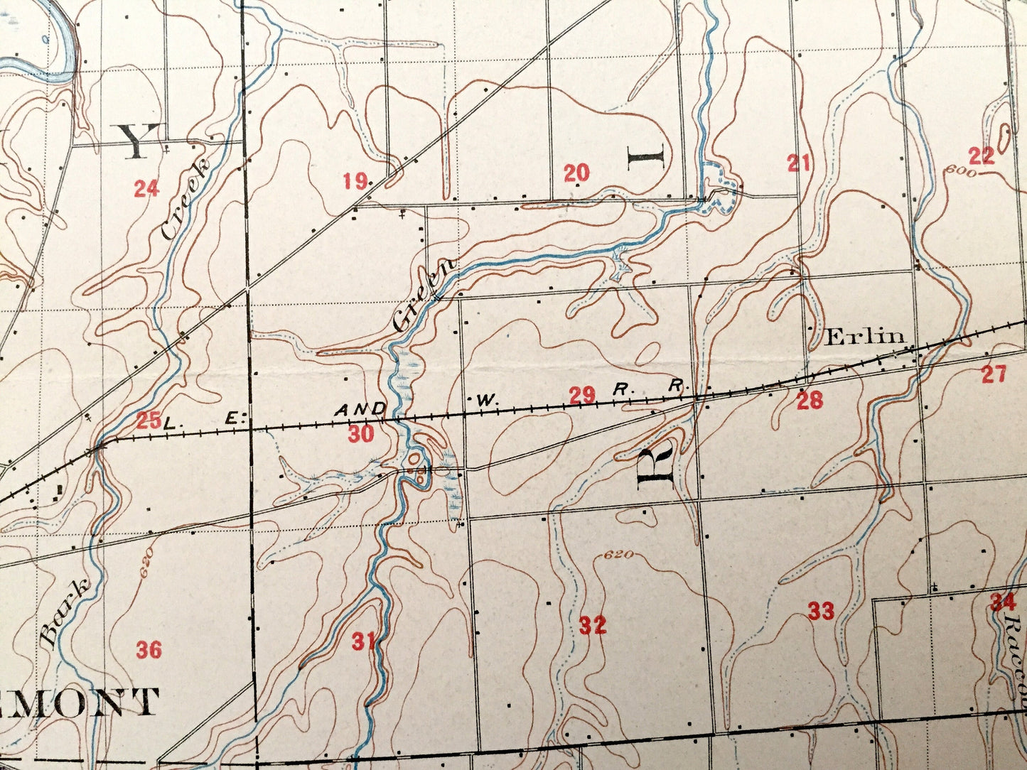 Antique Fremont, Ohio 1903 US Geological Survey Topographic Map – Sandusky County, Harris, Salem, Ballville, Green Creek, Erlin, Washington