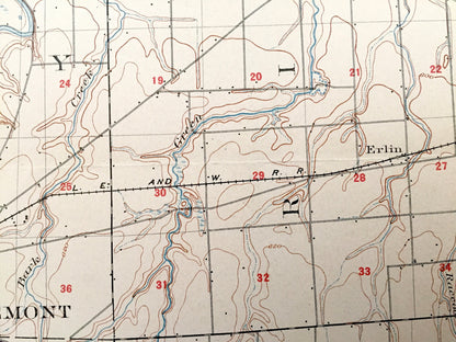 Antique Fremont, Ohio 1903 US Geological Survey Topographic Map – Sandusky County, Harris, Salem, Ballville, Green Creek, Erlin, Washington