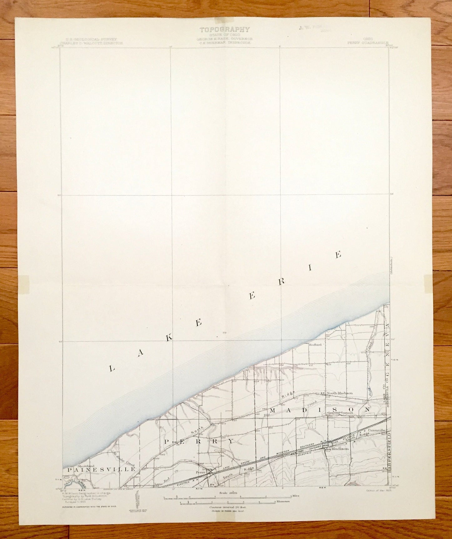 Antique Perry, Ohio 1905 US Geological Survey Topographic Map – Lake County, Painesville, Redbird, Harpersfield, Geneva, Unionville, Madison