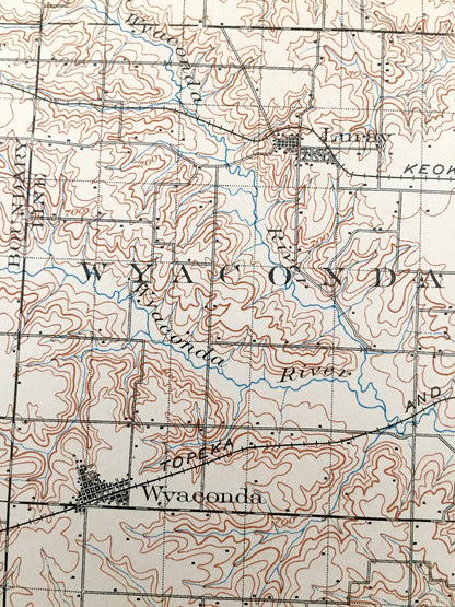 Antique Kahoka, Missouri 1903 US Geological Survey Topographic Map – Lewis, Clark, Knox, Scotland County, La Belle, Lagrange, Monticello, MO