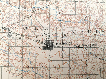 Antique Kahoka, Missouri 1903 US Geological Survey Topographic Map – Lewis, Clark, Knox, Scotland County, La Belle, Lagrange, Monticello, MO