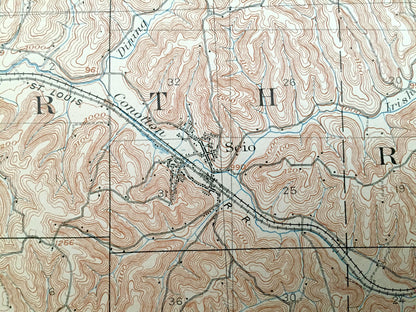 Antique Scio, Ohio 1904 US Geological Survey Topographic Map – Carroll County, Orange, Rumley, Archer, Nottingham, Bowerston, Kilgore, North
