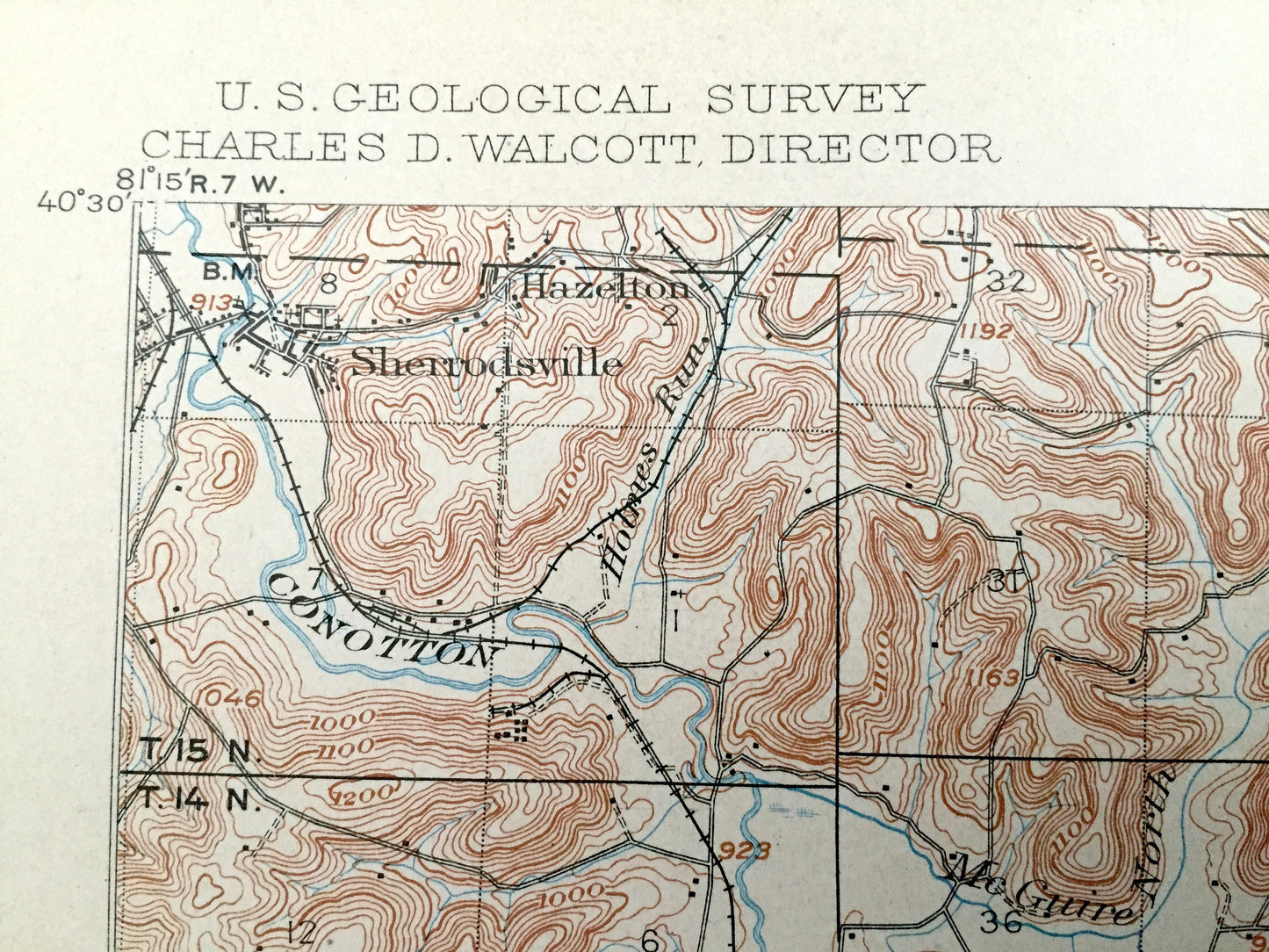 Antique Scio, Ohio 1904 US Geological Survey Topographic Map – Carroll County, Orange, Rumley, Archer, Nottingham, Bowerston, Kilgore, North