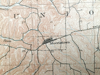 Antique Flushing, Ohio 1905 US Geological Survey Topographic Map – Belmont County, Cadiz, Londonderry, Wheeling, Oxford, Holloway, Oakgrove