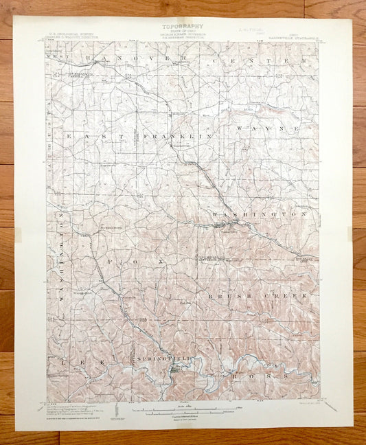 Antique Salineville, Ohio 1905 US Geological Survey Topographic Map – Columbiana County, Hanover, Monroeville, Inverness, Kensington, Wayne