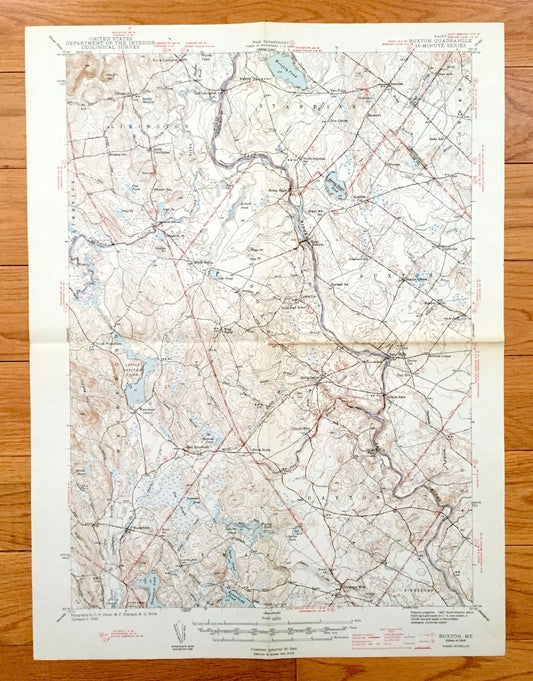 Antique Buxton, Maine 1944 US Geological Survey Topographic Map – Limington, Standish, Waterboro, Dayon, Lymon, Cumberland, York County, ME