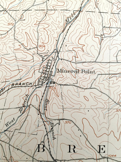 Antique Bonneterre, Missouri 1905 US Geological Survey Topographic Map – Washington, St Francois County, Desloge, Flat River, Central, MO
