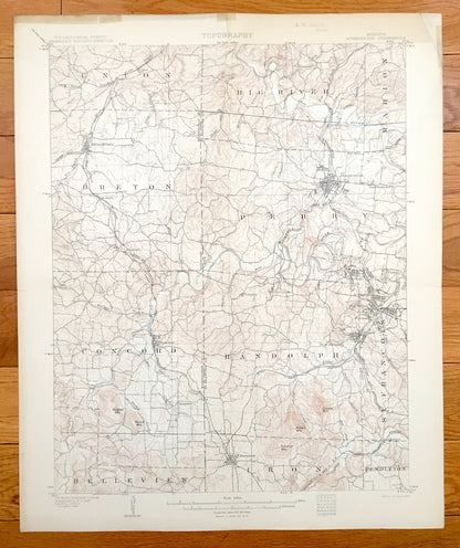 Antique Bonneterre, Missouri 1905 US Geological Survey Topographic Map – Washington, St Francois County, Desloge, Flat River, Central, MO