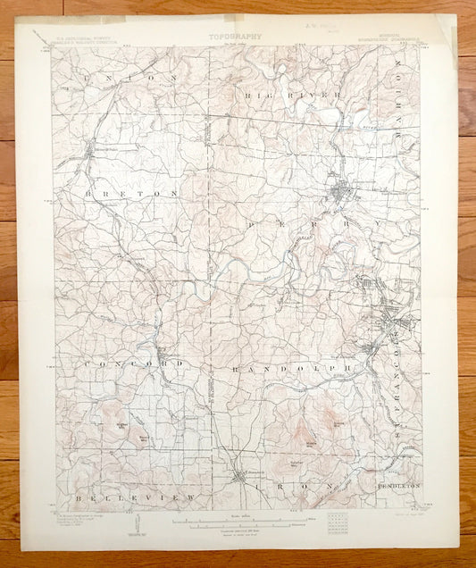 Antique Bonneterre, Missouri 1905 US Geological Survey Topographic Map – Washington, St Francois County, Desloge, Flat River, Central, MO