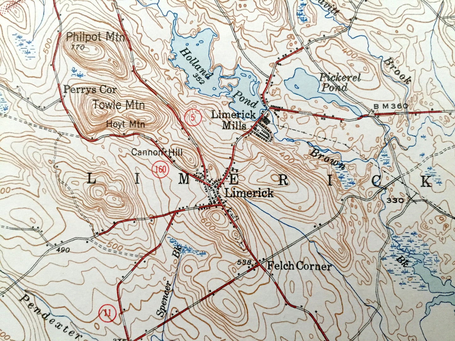 Antique Newfield, Maine 1944 US Geological Survey Topographic Map – Parsonsfield, Limerick, Waterboro, Alfred & Milton, New Hampshire ME NH