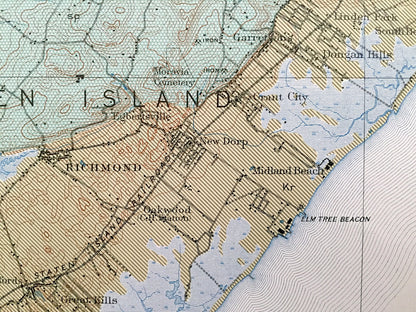 Antique Staten Island, New York City 1901 US Geological Survey Topographic Map – Manhattan, Brooklyn, Newark, Bayonne, Elizabeth, New Jersey