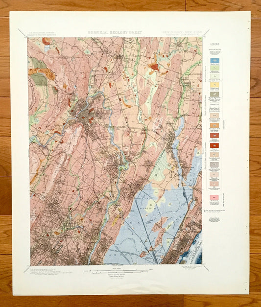 Antique Paterson, New Jersey 1901 US Geological Survey Topographic Map – Clifton, Passaic, Rutherford Hackensack Montclair Bergen Teaneck NJ