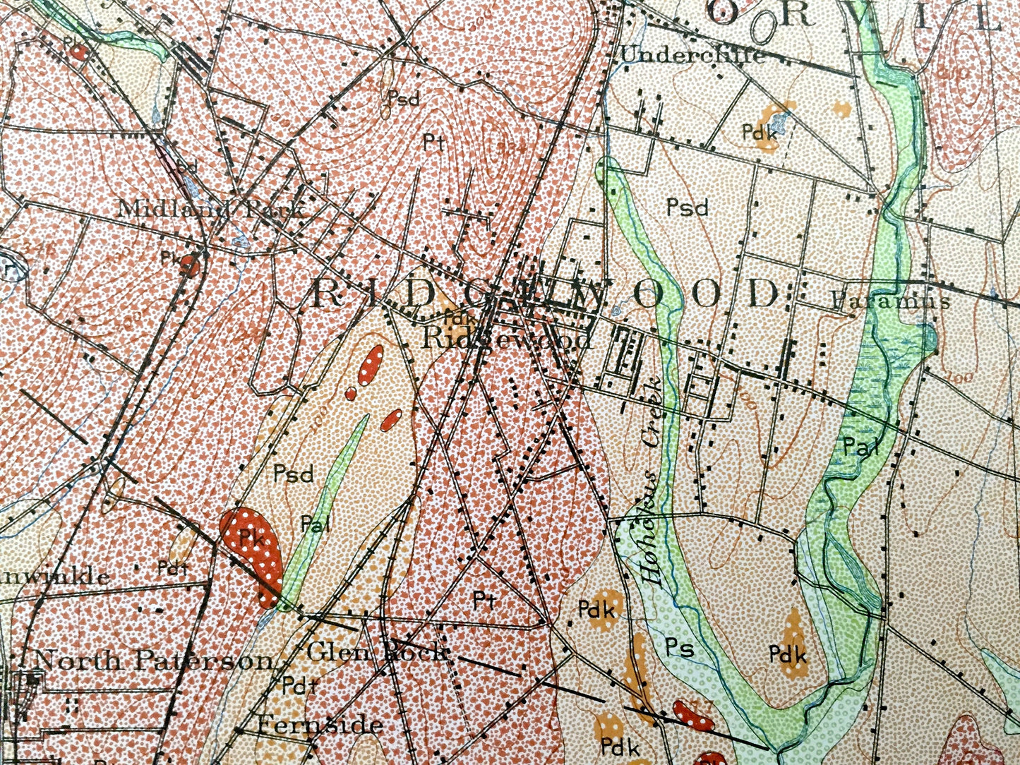 Antique Paterson, New Jersey 1901 US Geological Survey Topographic Map – Clifton, Passaic, Rutherford Hackensack Montclair Bergen Teaneck NJ