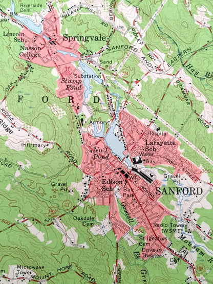 Antique Berwick, Maine 1958 US Geological Survey Topographic Map – Sanford, Lebanon, Acton, Milton Rochester Somersworth New Hampshire ME NH