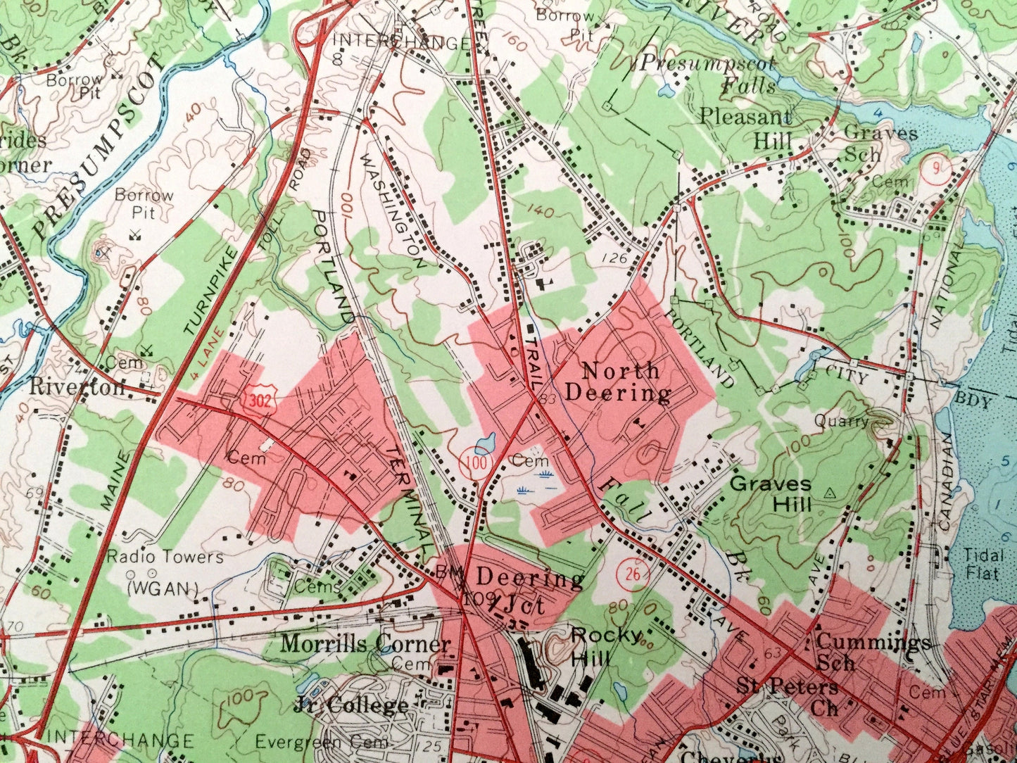 Antique Portland, Maine 1957 US Geological Survey Topographic Map – Scarborough, Westbrook, Falmouth, Back Cove, Pleasantdale, Knightville
