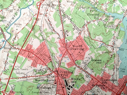 Antique Portland, Maine 1957 US Geological Survey Topographic Map – Scarborough, Westbrook, Falmouth, Back Cove, Pleasantdale, Knightville