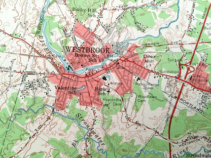 Antique Portland, Maine 1957 US Geological Survey Topographic Map – Scarborough, Westbrook, Falmouth, Back Cove, Pleasantdale, Knightville