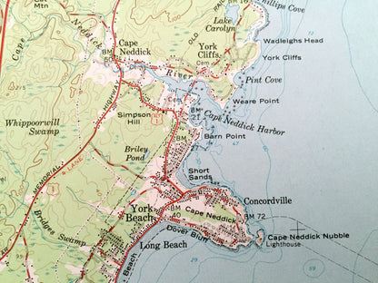 Antique Kittery, Maine 1956 US Geological Survey Topographic Map – York County, Seabury, Rye, New Castle, Admiralty Village, Portsmouth, NH