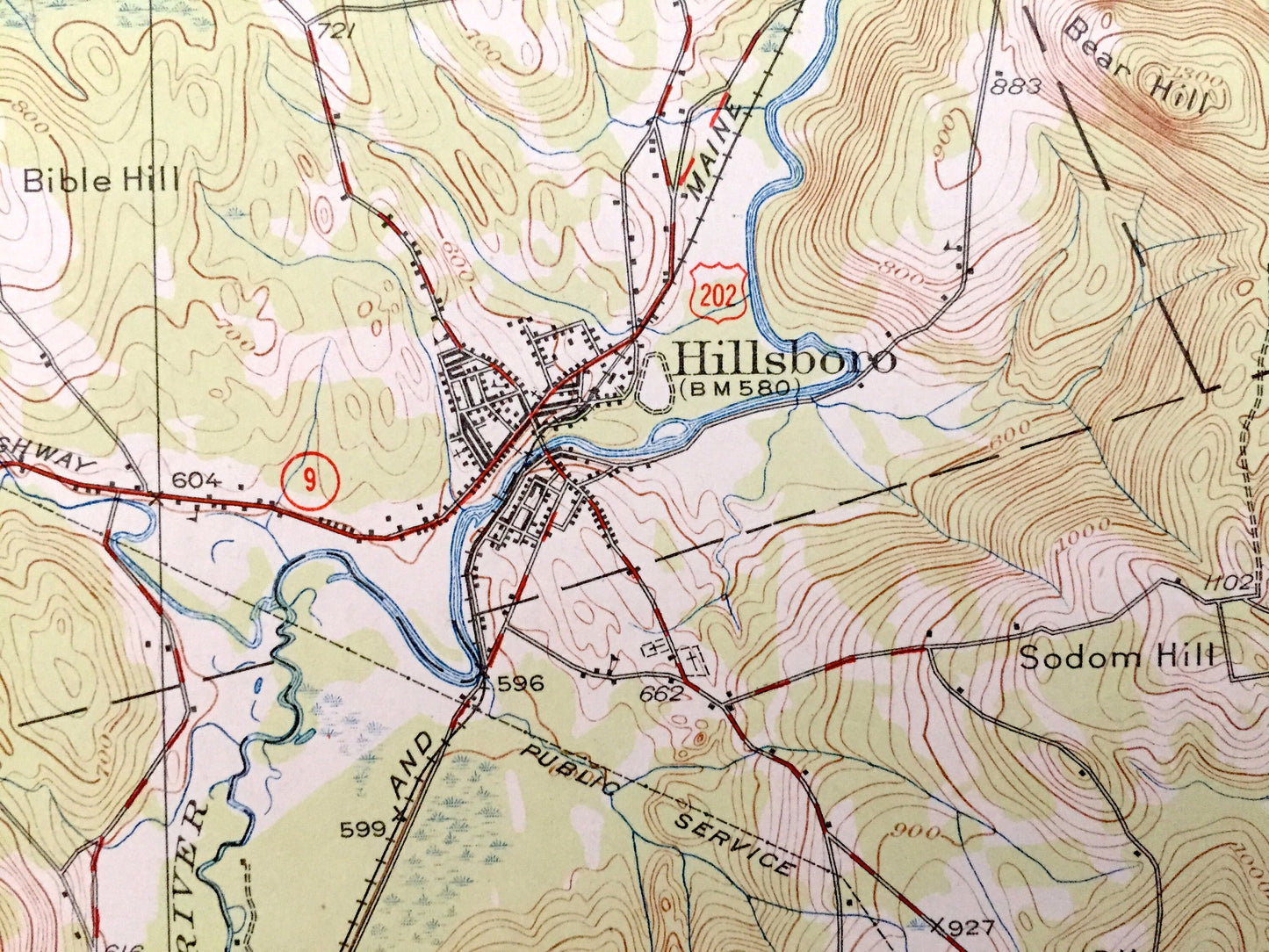Antique Hillsboro, New Hampshire 1926 US Geological Survey Topographic Map – Merrimack County, Bradford, Warner, Henniker, Deering, Weare NH