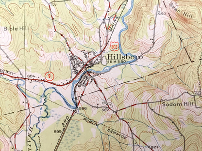 Antique Hillsboro, New Hampshire 1926 US Geological Survey Topographic Map – Merrimack County, Bradford, Warner, Henniker, Deering, Weare NH