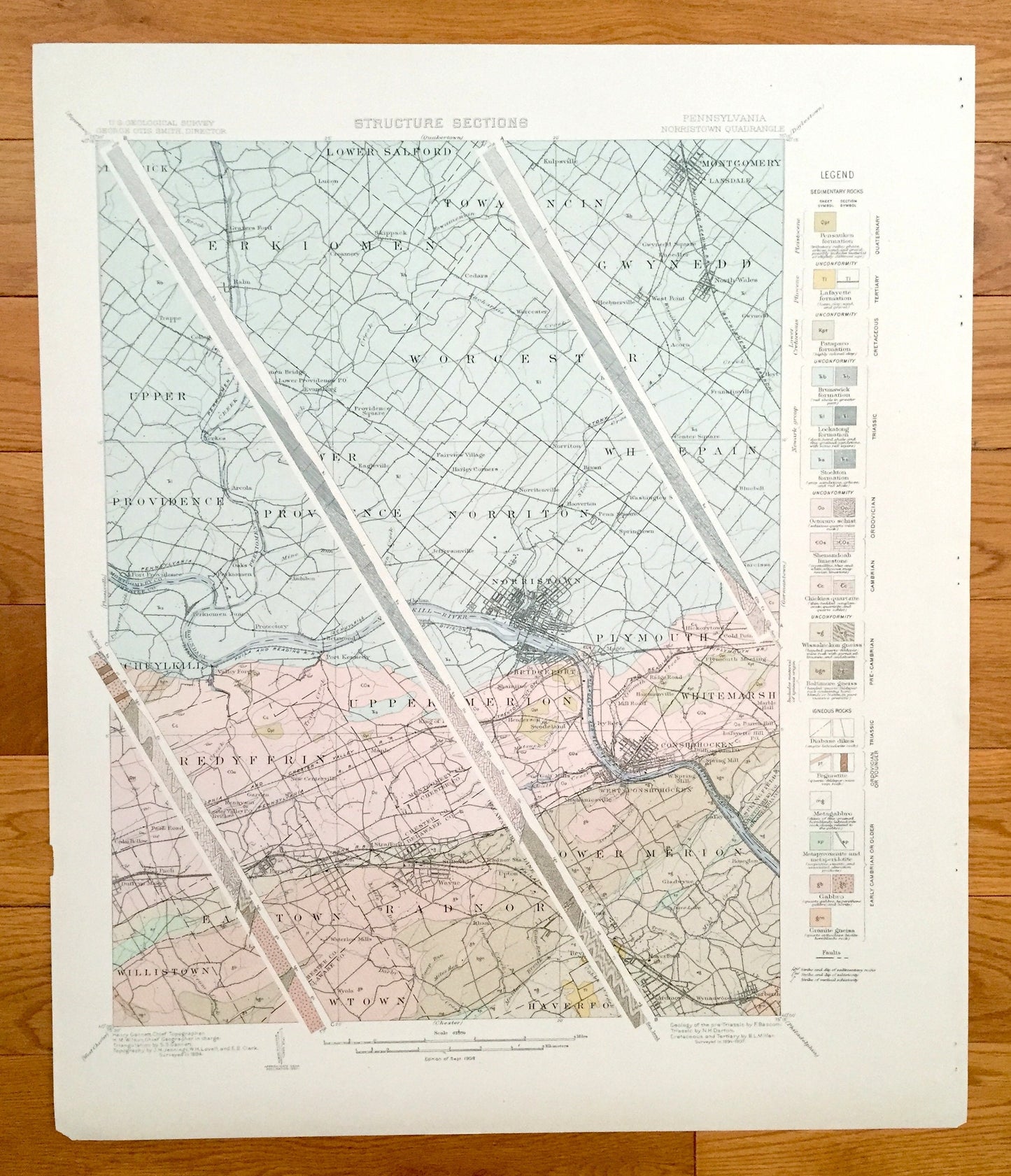 Antique Main Line, Pennsylvania 1894 US Geological Survey Map – Valley Forge, Merion, Norristown, Haverford, Radnor, Bryn Mawr, Villanova PA