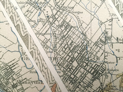 Antique Philadelphia, Pennsylvania 1894 U.S. Geological Survey Map - Germantown, Manayunk, Mt Airy, Chestnut Hill, Ambler, Lower Merion, PA