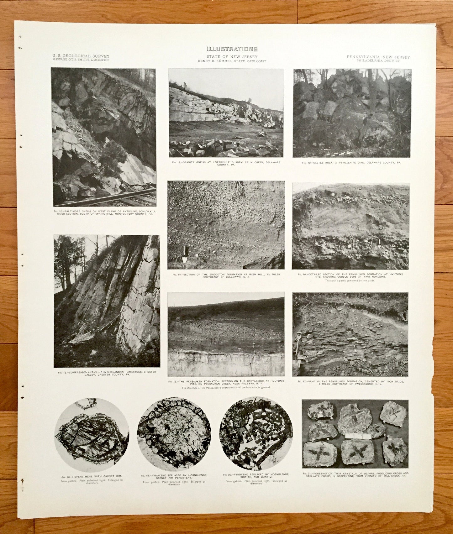 Antique 1909 New Jersey Area Rock Formations - US Geological Survey– Schuylkill, Delaware County, Chester, Pensauken, Bellmawr, Pennsylvania
