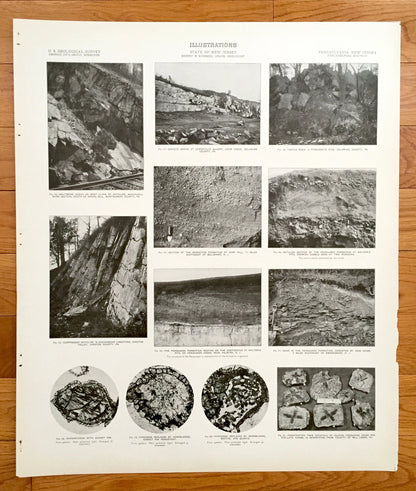Antique 1909 New Jersey Area Rock Formations - US Geological Survey– Schuylkill, Delaware County, Chester, Pensauken, Bellmawr, Pennsylvania
