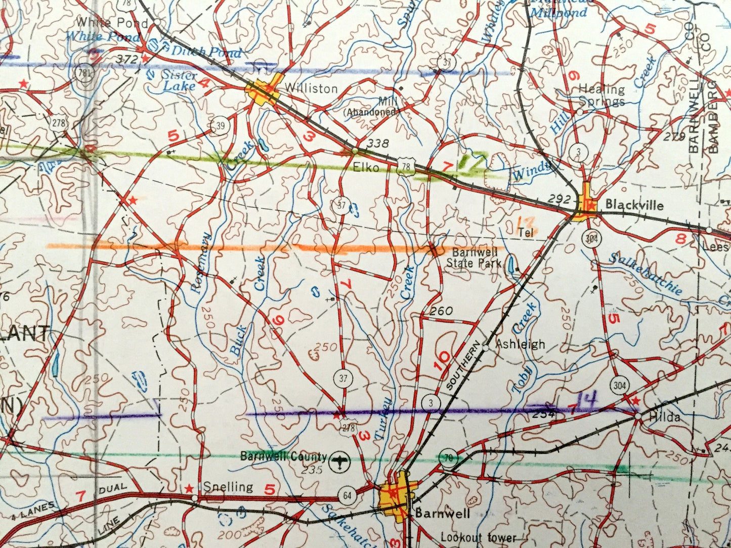 Antique Augusta, Georgia 1957 US Geological Survey Topographic Map – South Carolina, Aiken, Graniteville, Warrenville, Bath, North Augusta