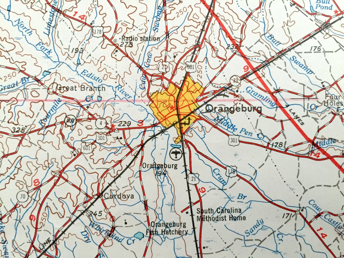 Antique Augusta, Georgia 1957 US Geological Survey Topographic Map – South Carolina, Aiken, Graniteville, Warrenville, Bath, North Augusta