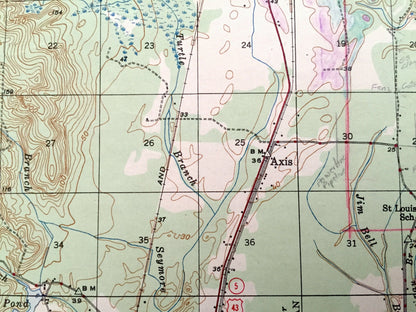 Antique Creola, Alabama 1943 US Geological Survey Topographic Map – Mobile County, Salco, Axis, Hatters, Saraland, Whistler, Smithtown, Akka