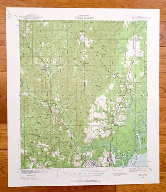 Antique Creola, Alabama 1941 US Geological Survey Topographic Map – Mobile County, Salco, Axis, Hatters, Saraland, Whistler, Smithtown, Akka