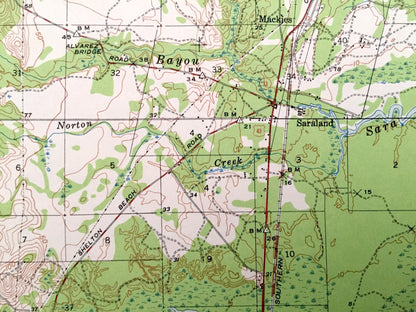 Antique Creola, Alabama 1941 US Geological Survey Topographic Map – Mobile County, Salco, Axis, Hatters, Saraland, Whistler, Smithtown, Akka