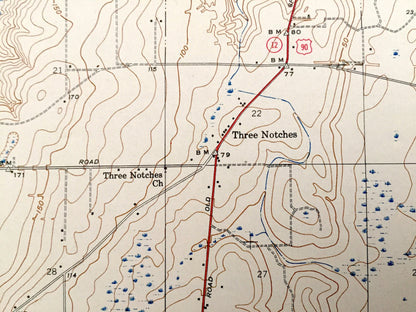 Antique Theodore, Alabama 1943 US Geological Survey Topographic Map– Mobile County, Lloyds, Mann, Three Notches, Irvington, Halls Mill Creek