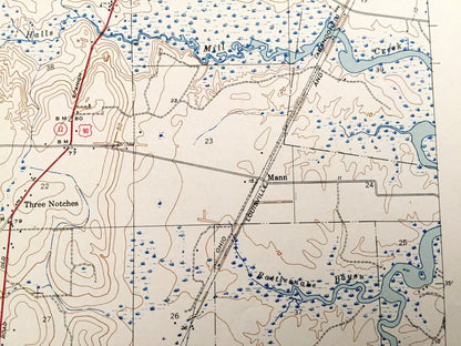 Antique Theodore, Alabama 1943 US Geological Survey Topographic Map– Mobile County, Lloyds, Mann, Three Notches, Irvington, Halls Mill Creek