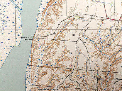 Antique Hurricane, Alabama 1943 US Geological Survey Topographic Map – Baldwin County, Tensaw River, Chuckfee Bay, Mobile River, Grand Bay