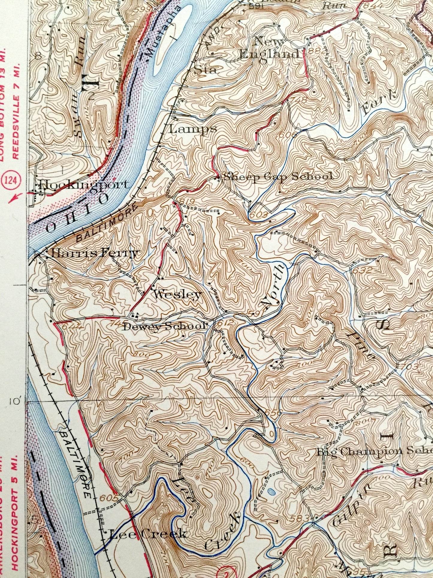 Antique Belleville, West Virginia 1926 US Geological Survey Topographic Map – Wood County, Lubeck, Pettyville, Reedy, Tygart, Limestone Hill