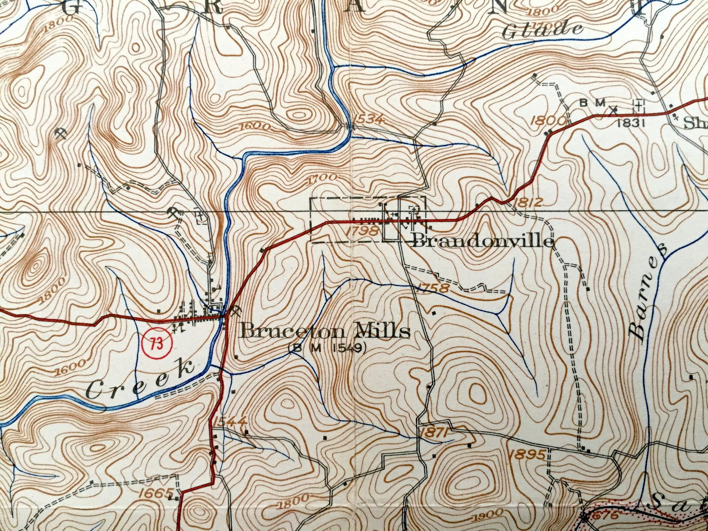 Antique Bruceton, West Virginia 1933 US Geological Survey Topographic Map – Preston County, Kingwood, Sutherland, Rockville, Afton, Wharton