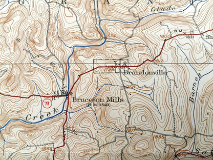 Antique Bruceton, West Virginia 1933 US Geological Survey Topographic Map – Preston County, Kingwood, Sutherland, Rockville, Afton, Wharton