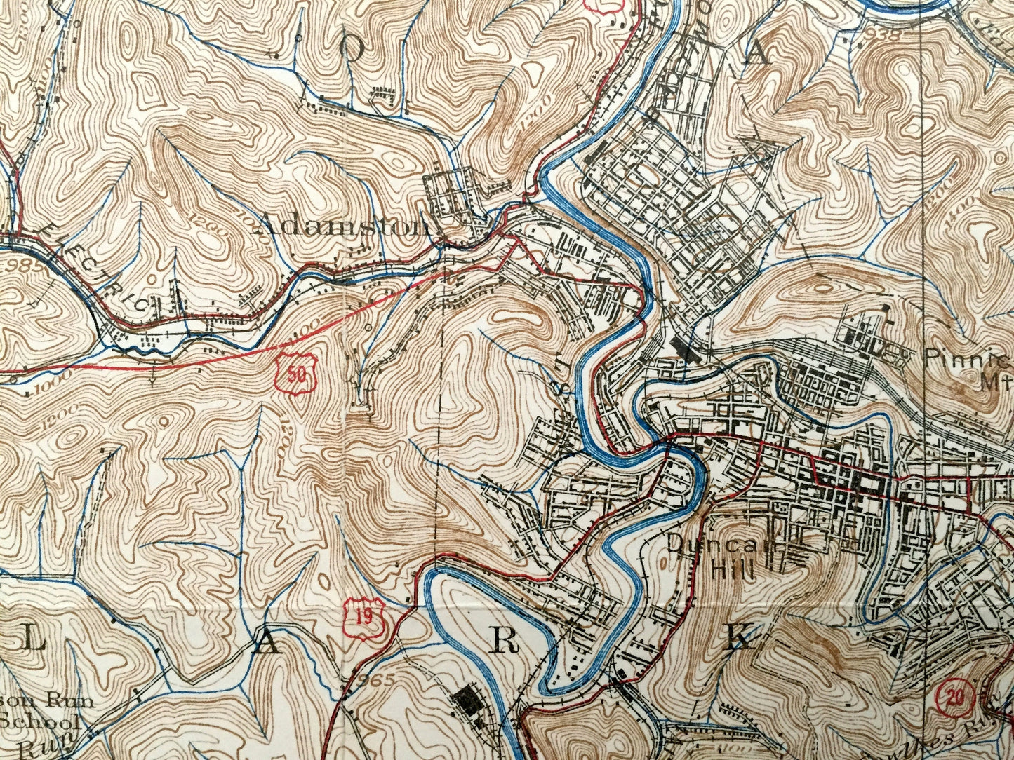 Antique Clarksburg, West Virginia 1925 US Geological Survey Topographic Map – Harrison County, Bridgeport, Cambria, Willard, Oakdale, Wyatt